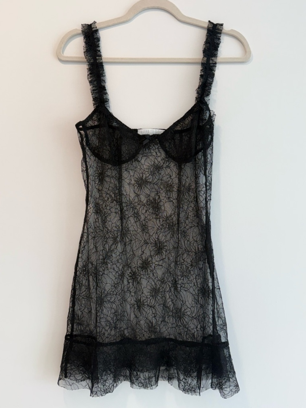 More To Come Black Sheer Lace Mini Dress
